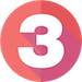 White 3 inside a red circle